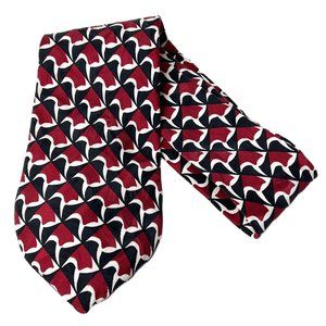 Amherst & Brock Gold Label Necktie Black Red Printed All Silk Tall Men Neck Tie